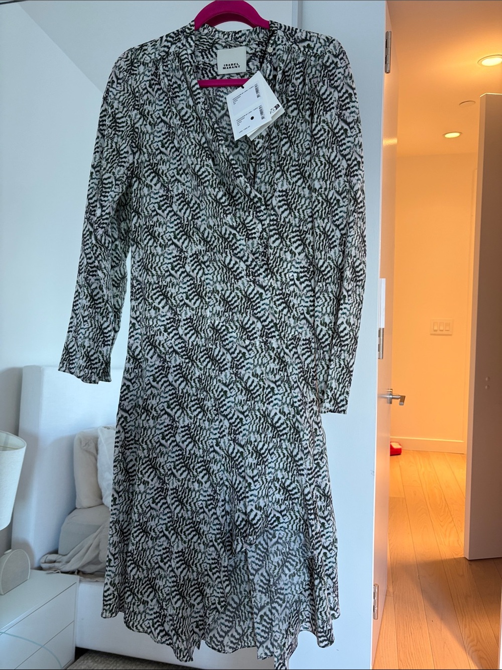 Isabel Marant NWT Green & White Print Wrap-Style Women’s Dress